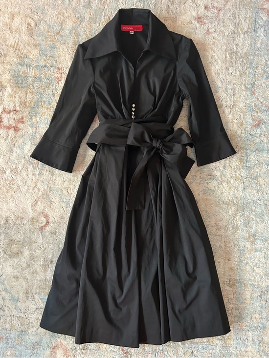 Donna Ricco Dresses & Skirts - Donna Ricco Macy’s Black Midi Shirt Dress with Bow Waist